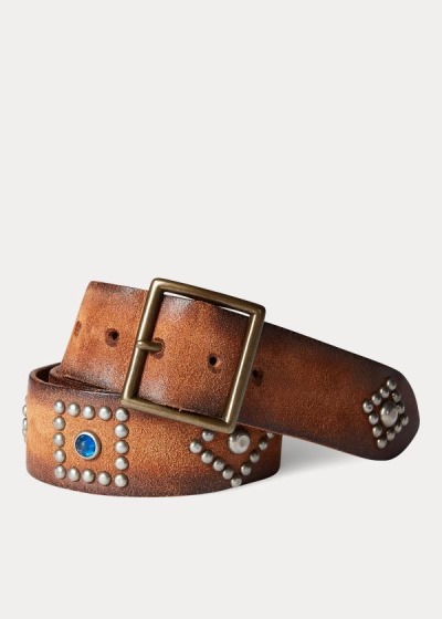 Men's Ralph Lauren Studded Roughout Leather Belt | 924716DKI